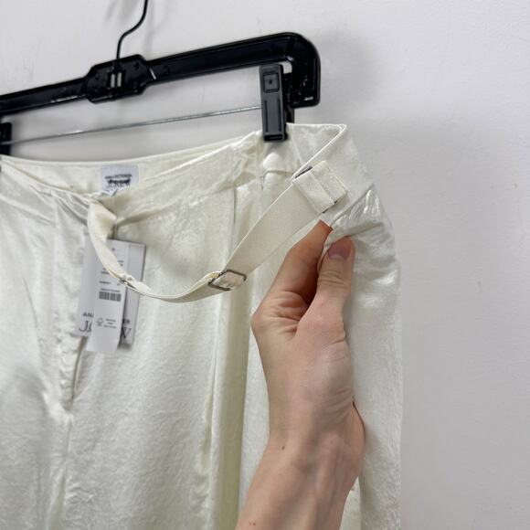 J.Crew Anna October Wide Leg Trouser Textured Satin Relaxed Ivory US 22 NWT - Picture 9 of 16
